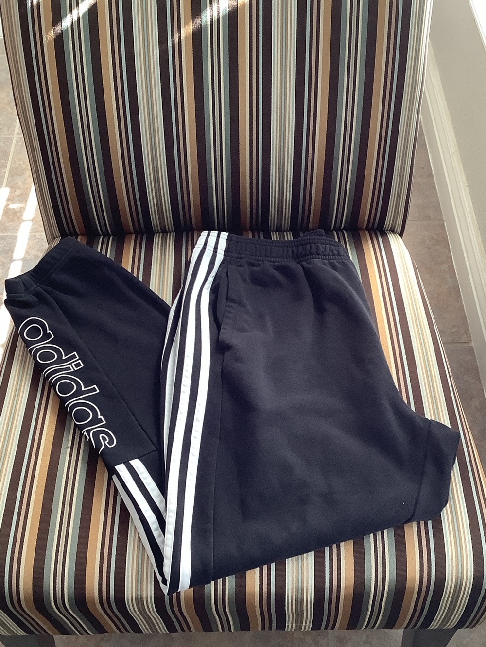 adidas Black Sweatpants with White Triple Stripes